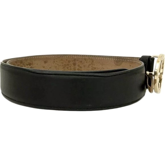 942189BB (S1) Gucci Belt Interlocking Black Leather - Picture 3 of 9